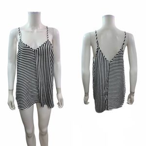 Sandy And Sid  V Neck V Back Striped Blouse